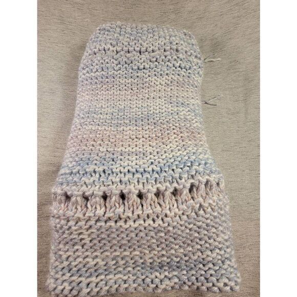 Afghan Handmade Crochet Throw Blanket multi colors Blue Purple 34 x32in - Picture 1 of 8